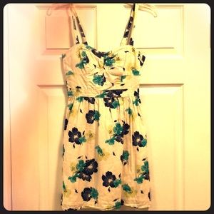 White Sundress with Blue and Green Floral